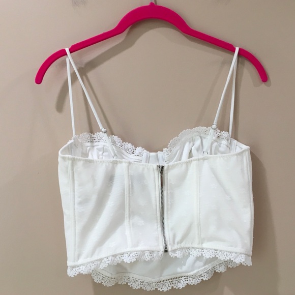 White Fox Boutique Women's White Lace Trim Corset Top Bustier Size M - Picture 2 of 6